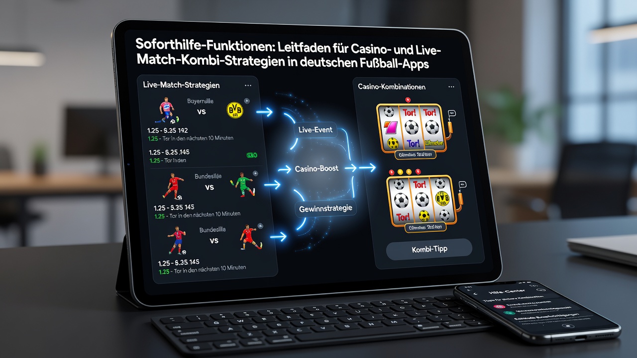 Echtzeit-Support-Interface in einer App für Bundesliga-Live-Wetten und Casino-Kombinationen