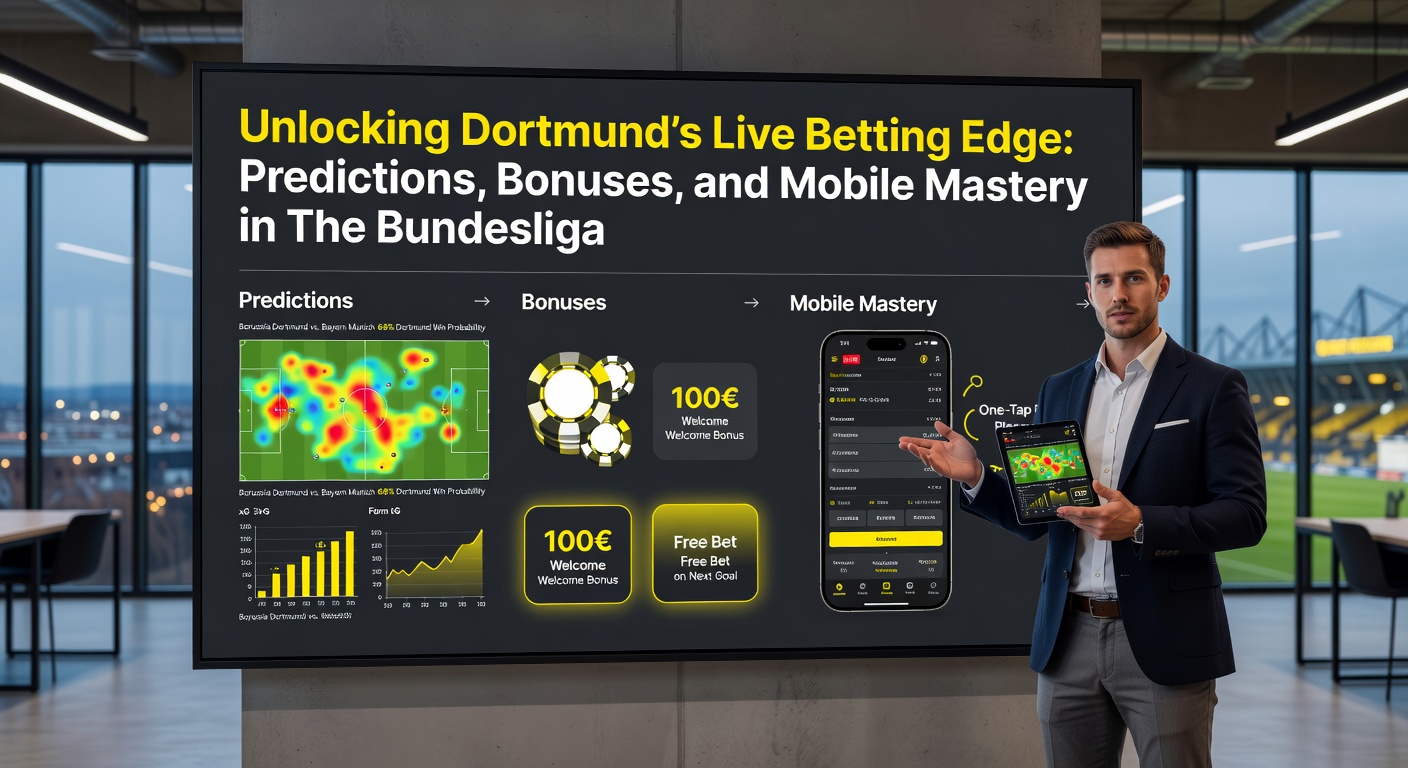 Borussia Dortmund Spieler in Action während eines intensiven Bundesliga-Matches mit Live-Wetten-Overlay